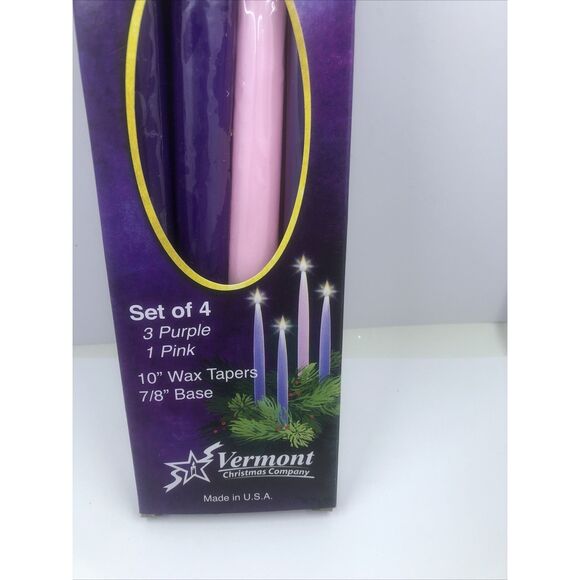Advent Candles 3Purple & 1 Pink - 10" Taper Candles - Made in USA - Picture 3 of 13